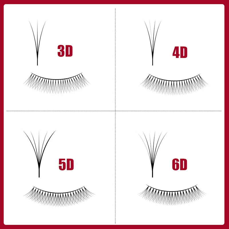 NAGARAKU 3D-6D Russian Volume Lashes – Faux Mink Premade Fans, 12 Lines