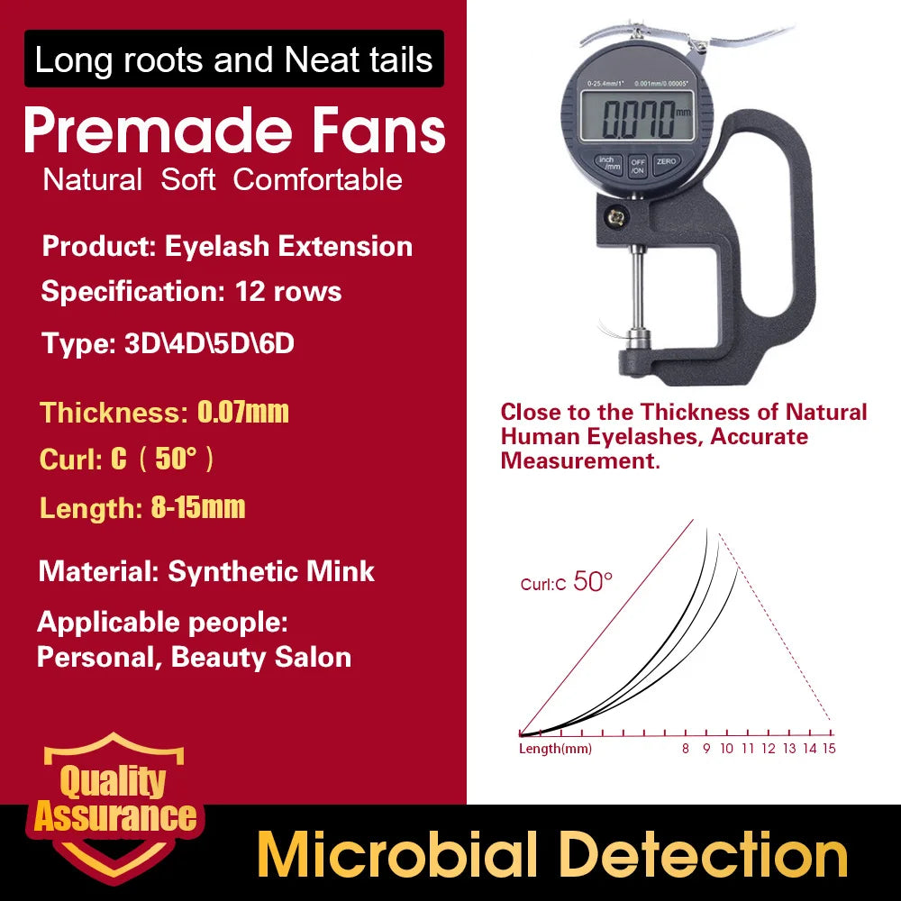 NAGARAKU 3D-6D Russian Volume Lashes – Faux Mink Premade Fans, 12 Lines