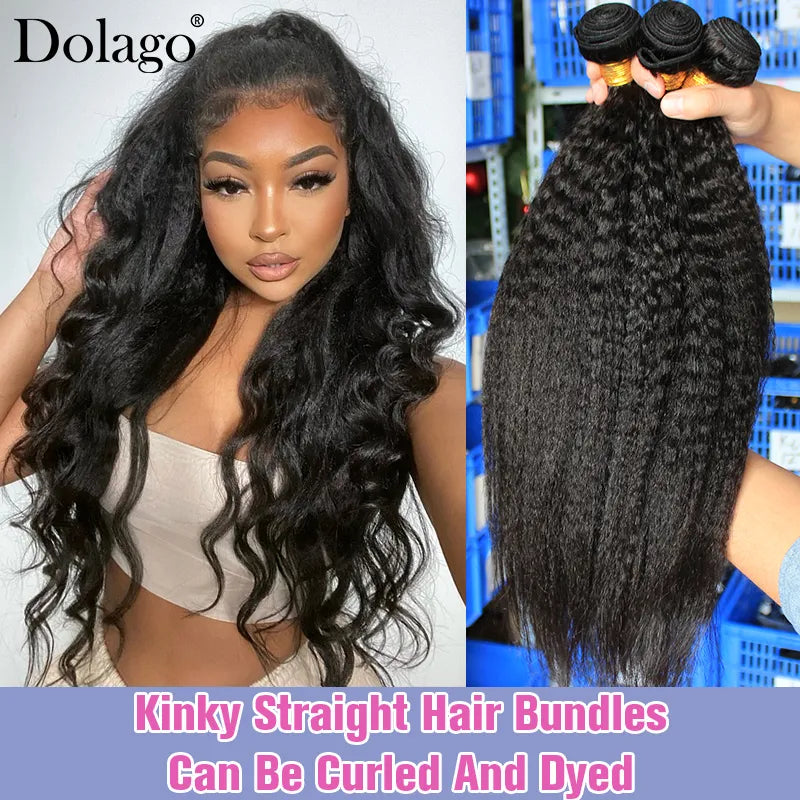 Kinky Straight Bundles – Raw Indian Yaki Hair Weave with Closure Extensions