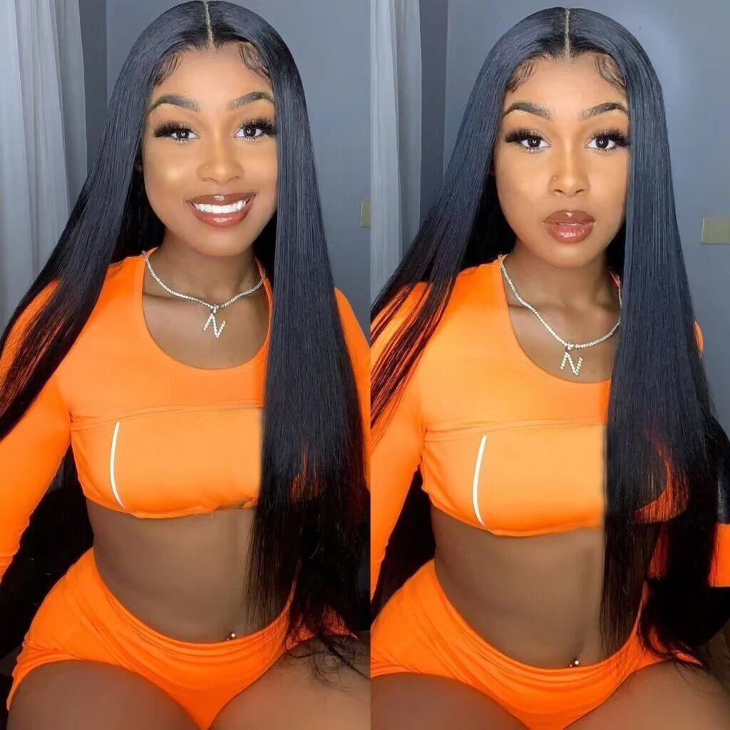 HD Lace Front Wig – Pre-Plucked Straight Human Hair, 13x4/13x6 Transparent