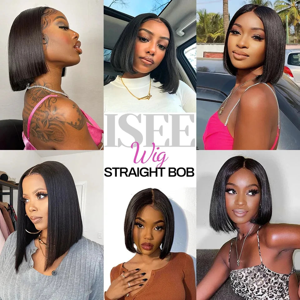 Malaysian Straight Bob Wig – 13x4 Frontal, Pre-Bleached Knots, 4x4 Closure
