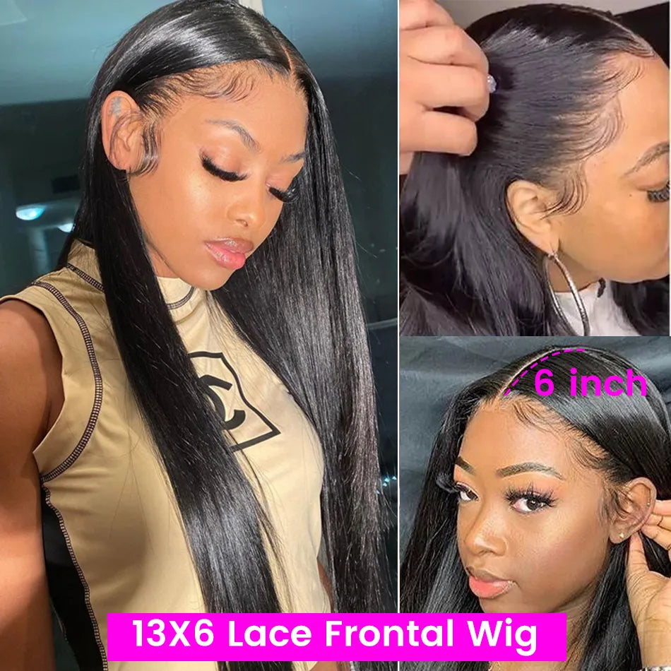 HD Lace Front Wig – Pre-Plucked Straight Human Hair, 13x4/13x6 Transparent
