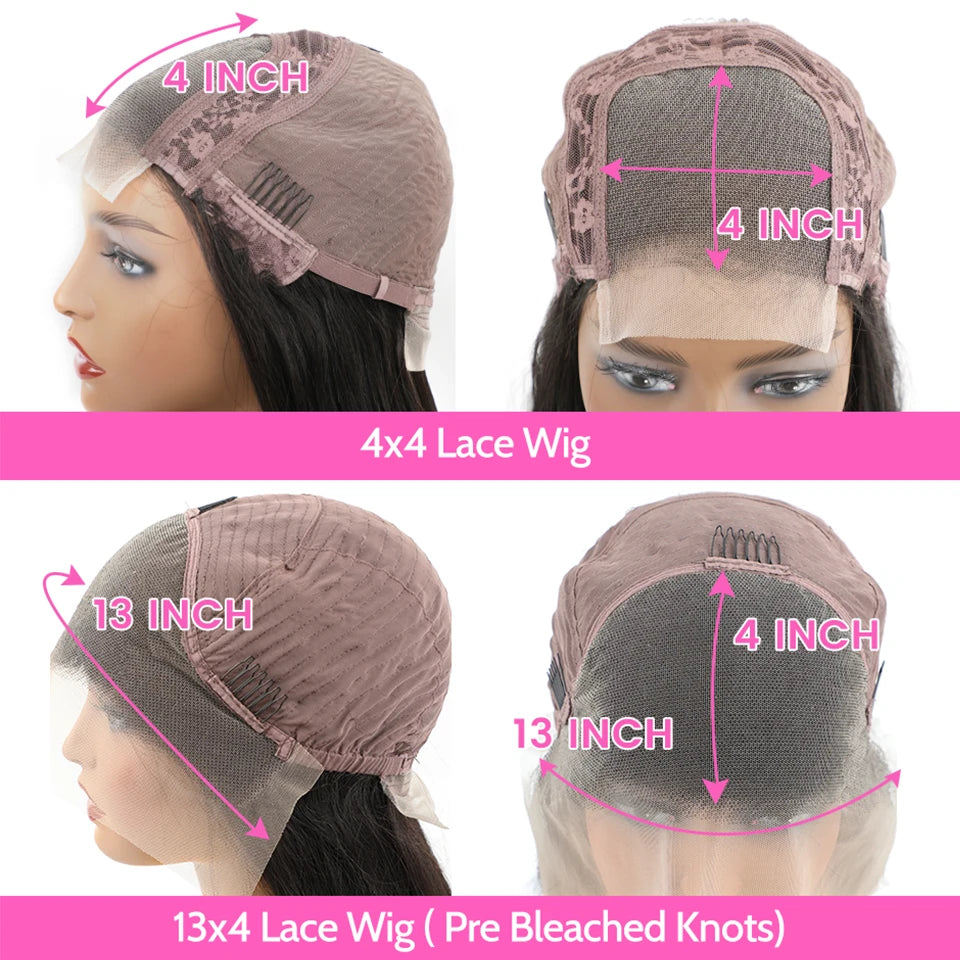 Malaysian Straight Bob Wig – 13x4 Frontal, Pre-Bleached Knots, 4x4 Closure