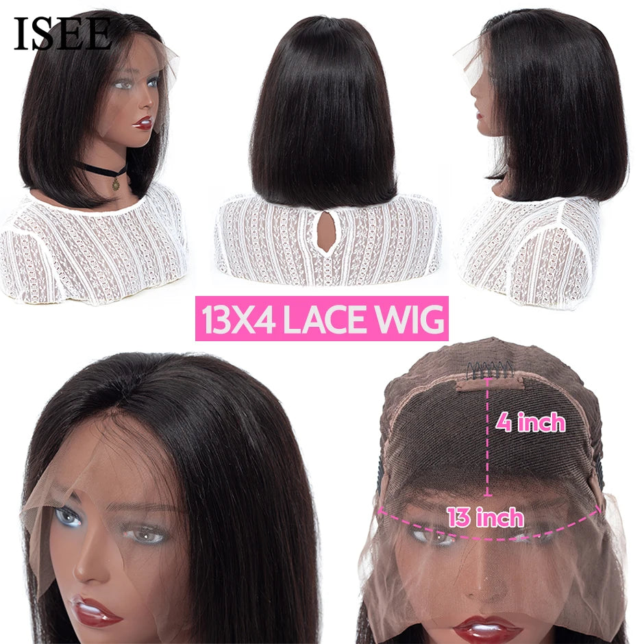 Malaysian Straight Bob Wig – 13x4 Frontal, Pre-Bleached Knots, 4x4 Closure