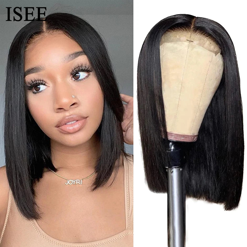 Malaysian Straight Bob Wig – 13x4 Frontal, Pre-Bleached Knots, 4x4 Closure