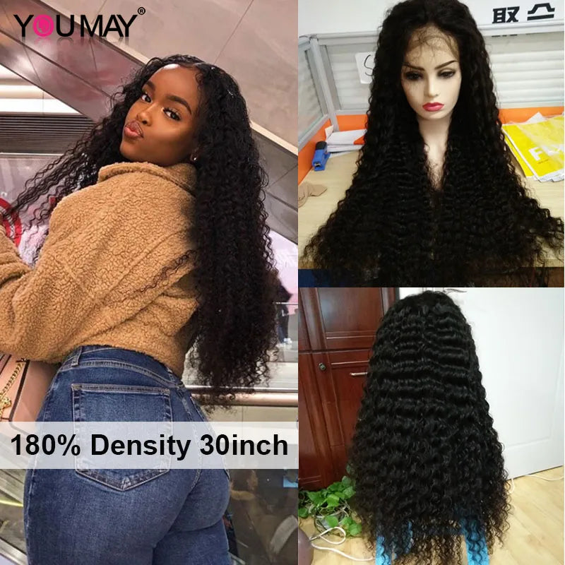 30” Full Lace Deep Curly Wig – Fake Scalp, 250% Density, HD Transparent Lace