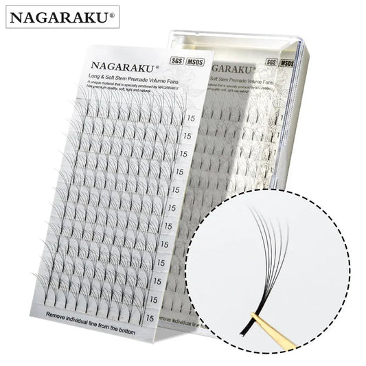 NAGARAKU 3D-6D Russian Volume Lashes – Faux Mink Premade Fans, 12 Lines